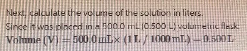 A 23.5 g sample of NaBr was placed in a 500.0 mL volumetric