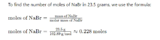 A 23.5 g sample of NaBr was placed in a 500.0 mL volumetric