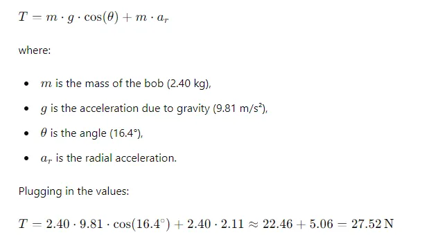 Acceleration and tension in e pendulum string - DEPENDENT