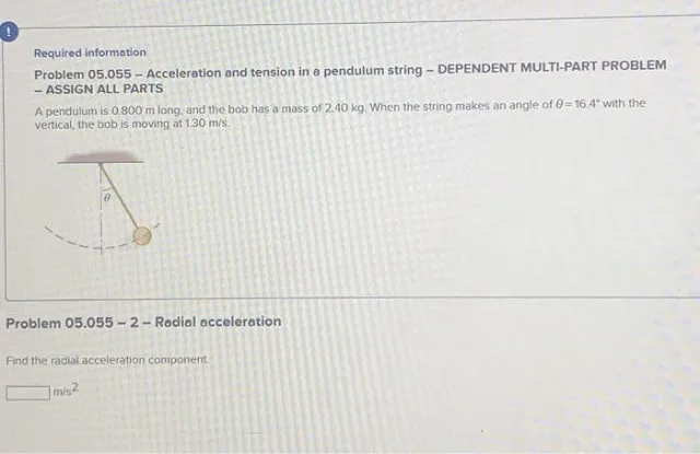 Acceleration and tension in e pendulum string - DEPENDENT