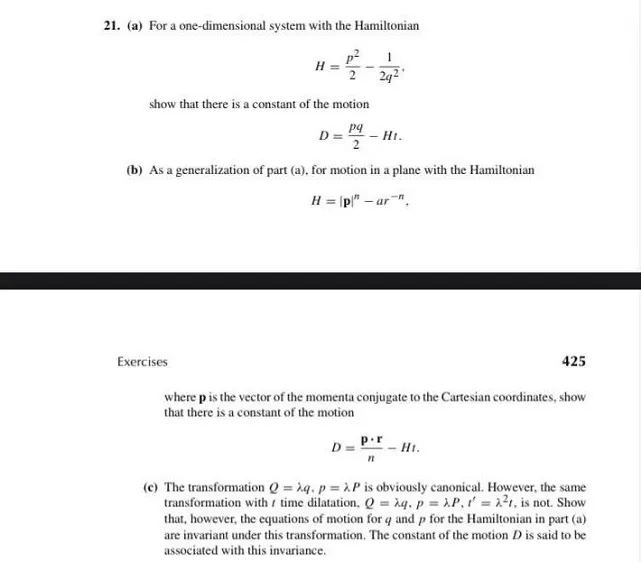 For a one-dimensional system with the Hamiltonian H=2p2​