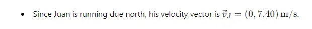 In a World Cup soccer match, Juan is running due north