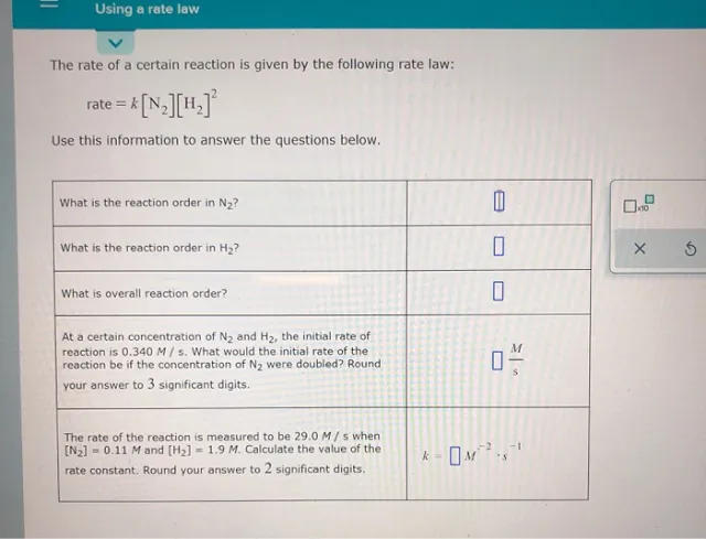 Using a rate law The rate of a certain reaction is given by