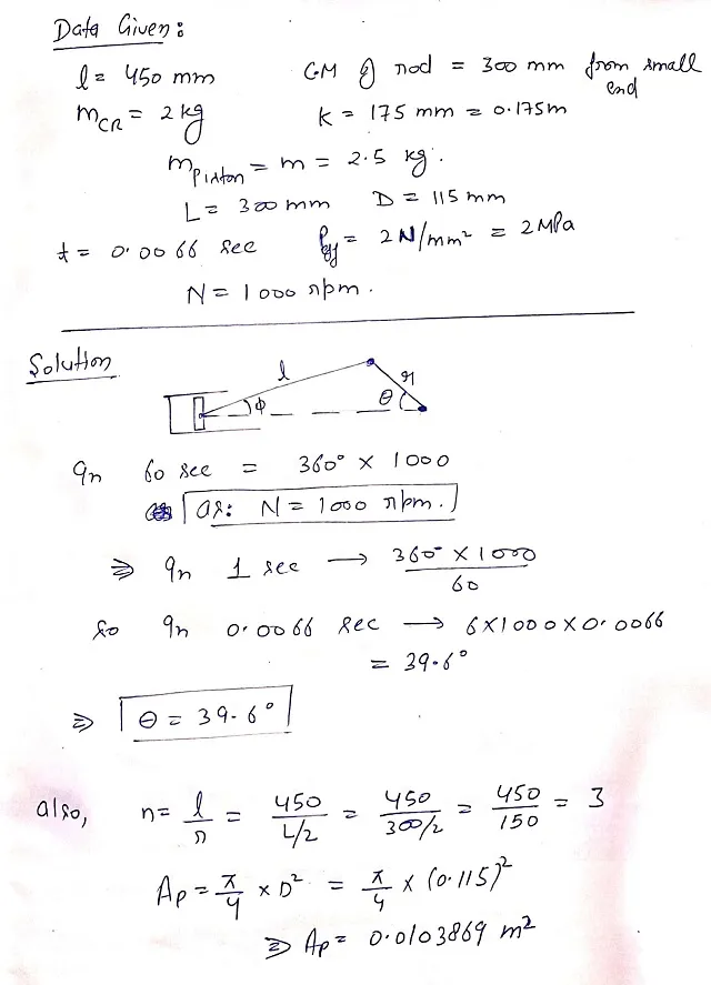 The connecting rod of an IC engine is 450 mm long and has a